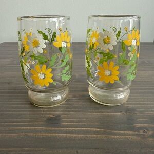 2 x vintage glass juice cup